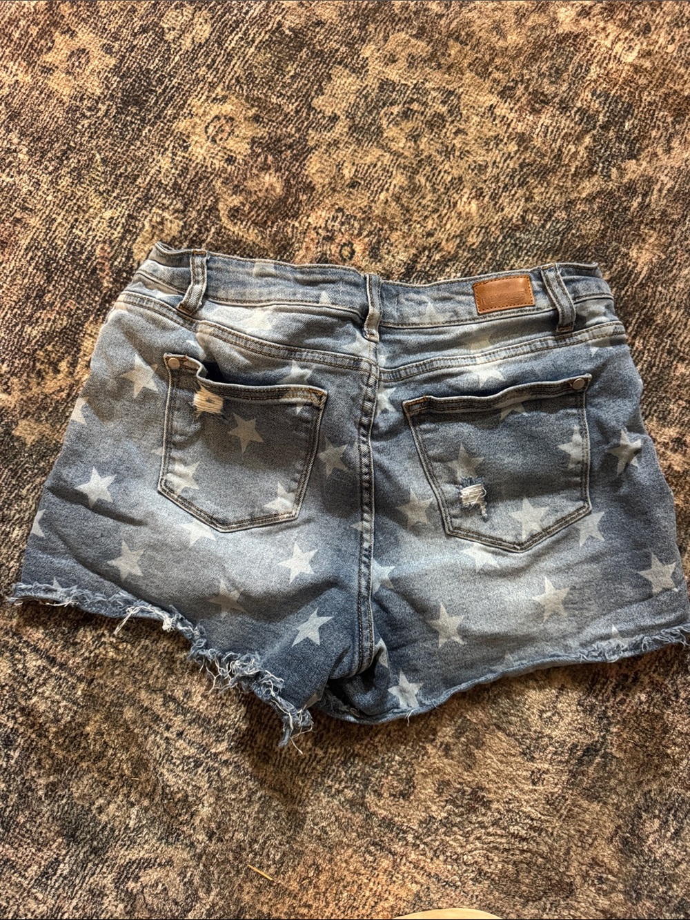 Judy Blue Distressed Star Print Denim Shorts - Blue View 2